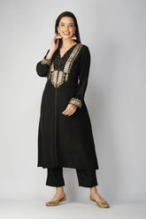 Regal Noir Silk 3-Piece Kurta Set